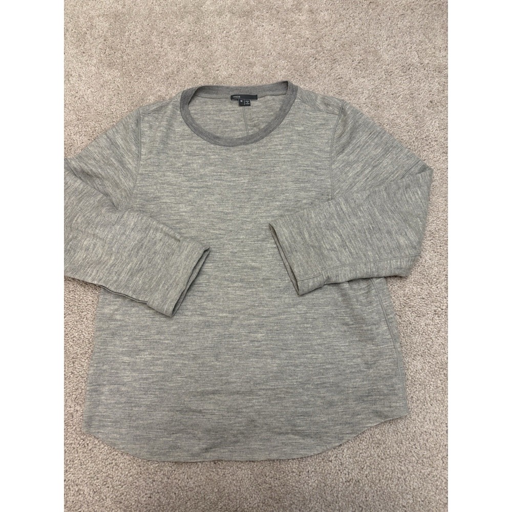 Women's Vince 100% Wool Ribbed Collar Sweater Gray Size Medium